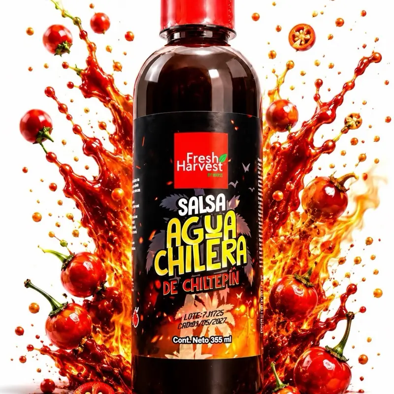 Fresh Harvest Agua Chilera de Chiltepin Mexican Hot Sauce 355ml | Salsa Picante Chile Chiltepin