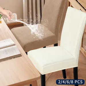 Easy-Going Waterproof Stretch Dining Chair Cover Set of 2/4/6, Elegant Jacquard, Washable Solid - Colored Chair Slipcover, Durable Furniture Protector for Kitchen, Restaurant & Banquet