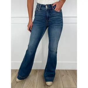 Judy Blue Rory Tummy Control High-Rise Double Button Flare Medium Wash Jeans - 2 options!