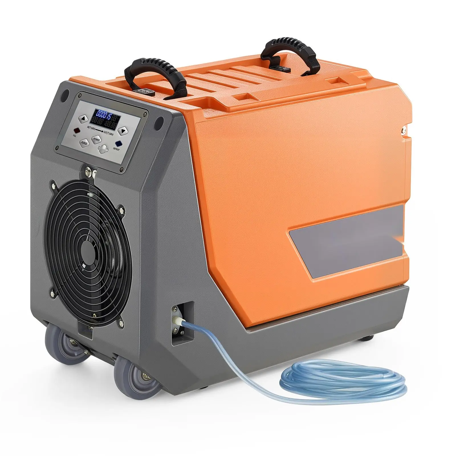 180-Pint Commercial Dehumidifier with Pump and Drain Hoses, Portable Crawl Space Dehumidifier for Basement and Storage Rooms, Industrial Grade, Auto Defrost, Heavy-Duty LLDPE Construction, Foldable Handle