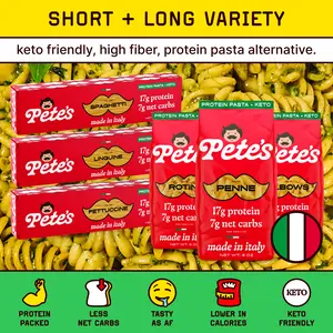 Pete’s Protein Pasta Variety – Spaghetti, Penne, Rotini & More – Protein-Packed, Less Carbs