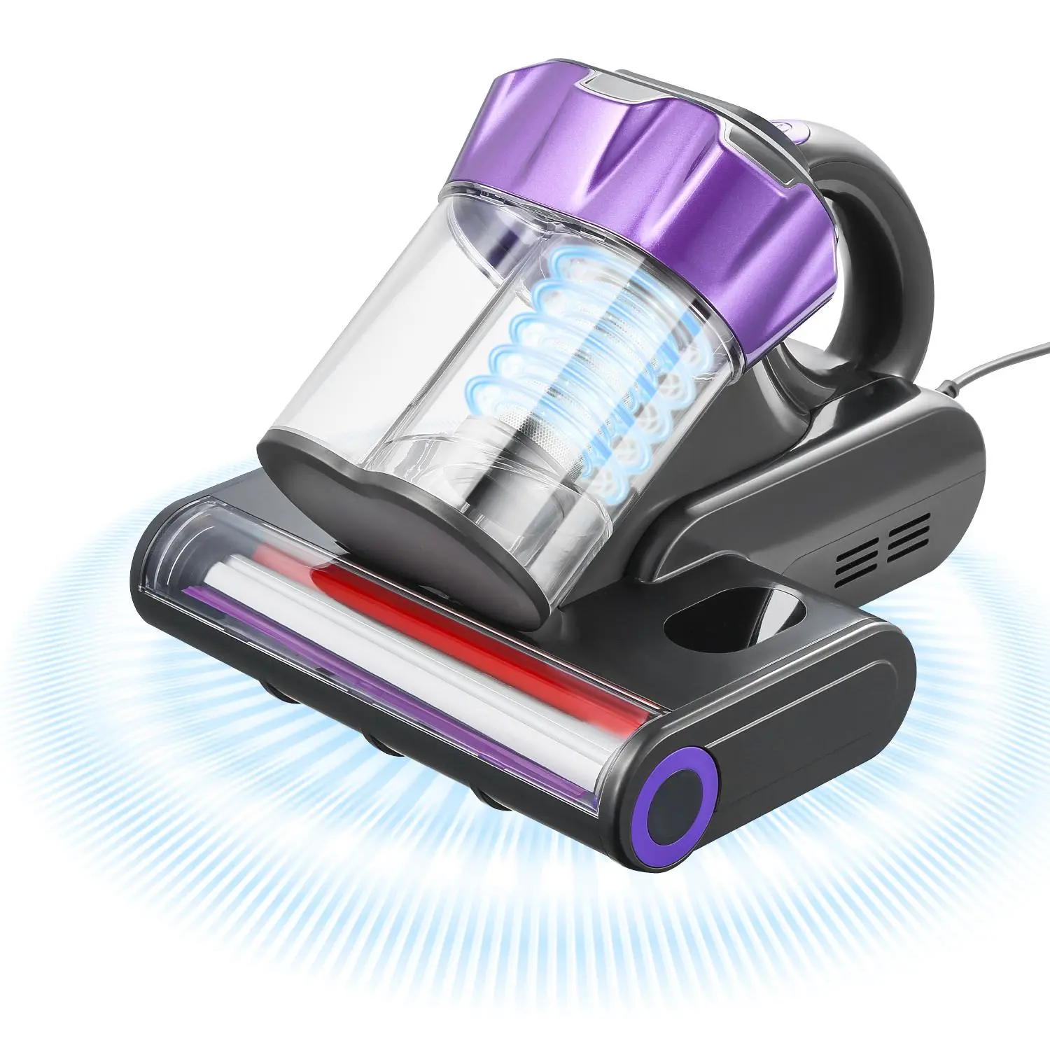 【Backtoschool】VEVOR Mattress Vacuum Cleaner,  , 550W Bed Vacuum Cleaner with 18Kpa Powerful Suction and Dual Dust Bin, HEPA Filter & Heating, Ultrasound Tech & Cleaning Lights, Handheld for Bed, Sofa, Corded, Gray