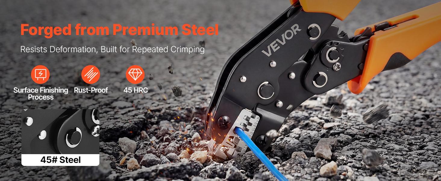 【Summerfinds】VEVOR Crimping Tool24-12 AWG Ratcheting Wire Crimper ToolLabor-Saving Electrical Terminal Crimp Pliers with Clear Metric & AWG MarkingsQuick ReleaseAdjustable Pressure for Multiple Terminals 【Summerfinds】VEVOR Crimping Tool24-12 AWG Ratcheting Wire Crimper ToolLabor-Saving Electrical Terminal Crimp Pliers with Clear Metric & AWG MarkingsQuick ReleaseAdjustable Pressure for Multiple Terminals