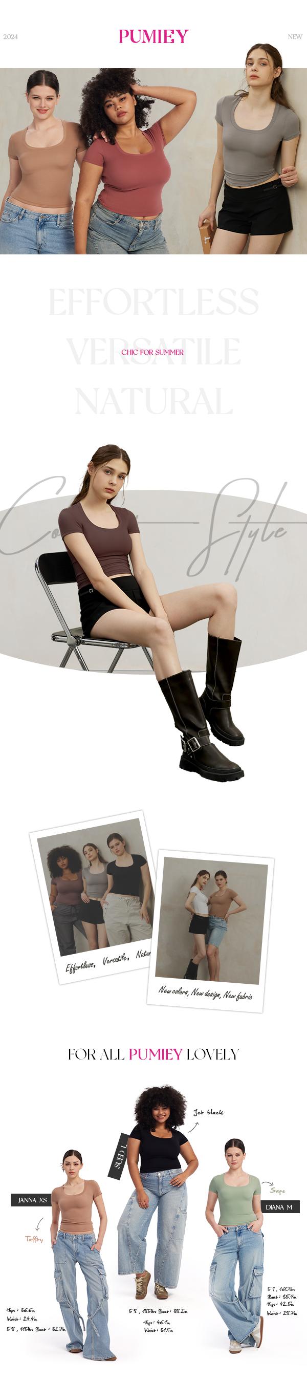 PUMIEY 【NEW】Scoop Neck Women's T Shirts Short Sleeve Basic Going Out Tops Fashion Slim Fit Tee Breathable Comfort Cute Shirts Neck Top Cotton Fabric Style Trench Womenswear Y2K Streetwear Tshirt Cloud Lightweight