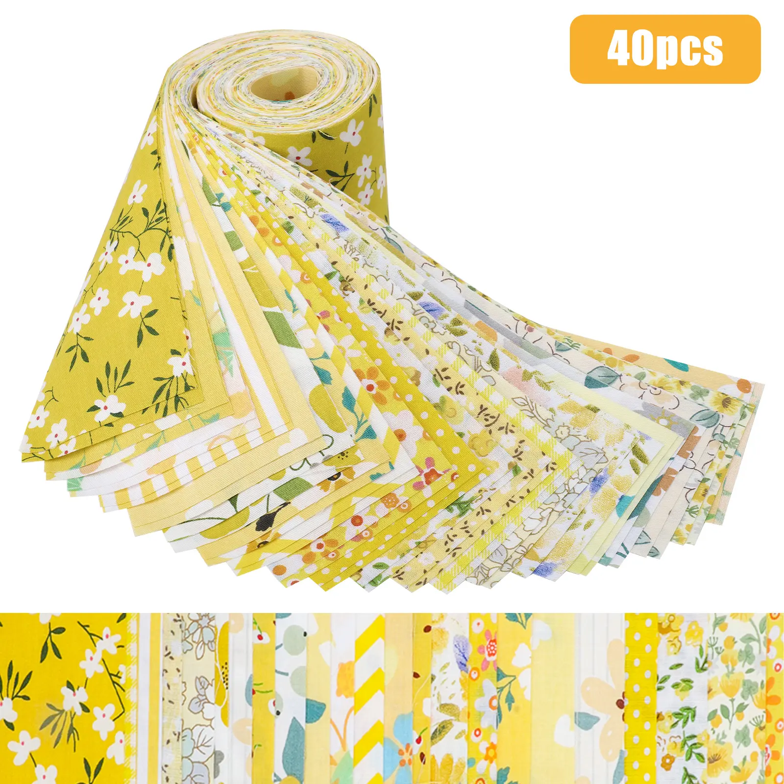 40 Pieces Precut Floral Print Cotton Fabric Bundle - 2.5x19.8" Soft Texture Strips, Vintage DIY Craft Material for Patchwork, Quilting Sewing Supplies