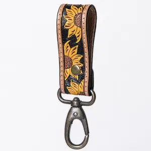 American Darling ADKR210T Hand Tooled Carved Genuine Leather Keyring