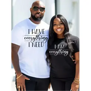 Valentine's Day Matching Couple's T-Shirts - Cotton Crew Neck Short Sleeve Tops, Regular Fit, All-Season Knit Fabric, Festive Party Wear, Ideal Gift for Husband and Wife Clothes Casual men's graphic tees comfort color shirts Suits Crewneck Womenswear