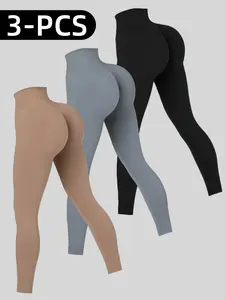 OKP 3-Pack Women's High-Waisted Compression Yoga Pants, Summer Outfits Sport, Daily Wear Sweatpants Athletic Bottoms Sportswear, Casual Comfy Workout Leggings Athleisure Fitness