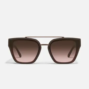 QUAY - Sweet Talker Square Sunglasses with Flush Lenses & Sleek Metal Brow Bar for Elevated Looks