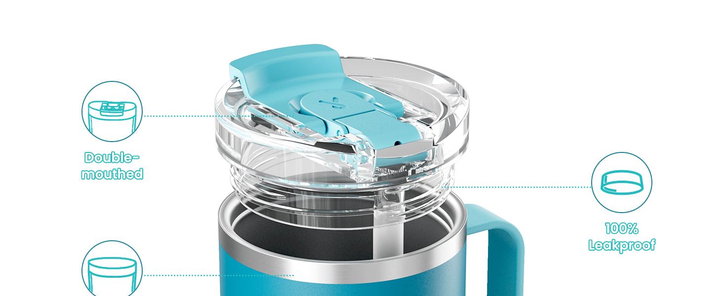 Meoky 14oz Insulated Coffee Mug:Stainless steel body with Tritan lid, double-walled vacuum cup,hot water mug suitable for indoor and office use