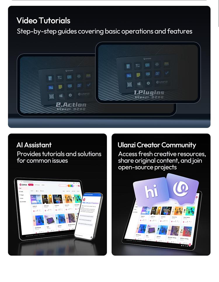 Ulanzi D200H Gaming Stream Controller,Control Pad, 7-in-1 Deck U-Studio Stream Controller Keyboard，with 14 LCD Keys, 13 Customizable Macro Keys Dock to Control Apps and Software, Trigger Actions in OBS, Twitch, YouTube, for Mac/PC