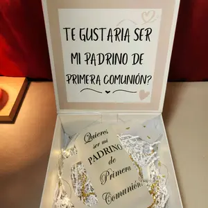 First comunión godfather proposal with a 16oz Glass