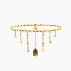 en route 18K Gold Plated Waterdrop Arm Chain & Anklet, Evergreen Love with Ocean-inspired Resin Details, Romantic & Vintage Style, Perfect Gift for Her or Date Outfits
