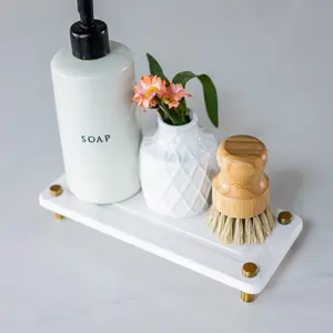 OKIEDOKIE ARTICHOKIE Fast Drying Stone Sink Caddy Made of Diatomaceous Earth | Water Absorbing Stone Tray for Bathroom | Instant Dry Sponge Holder for Kitchen Sink New Longer Size 10" X 4" X 1"