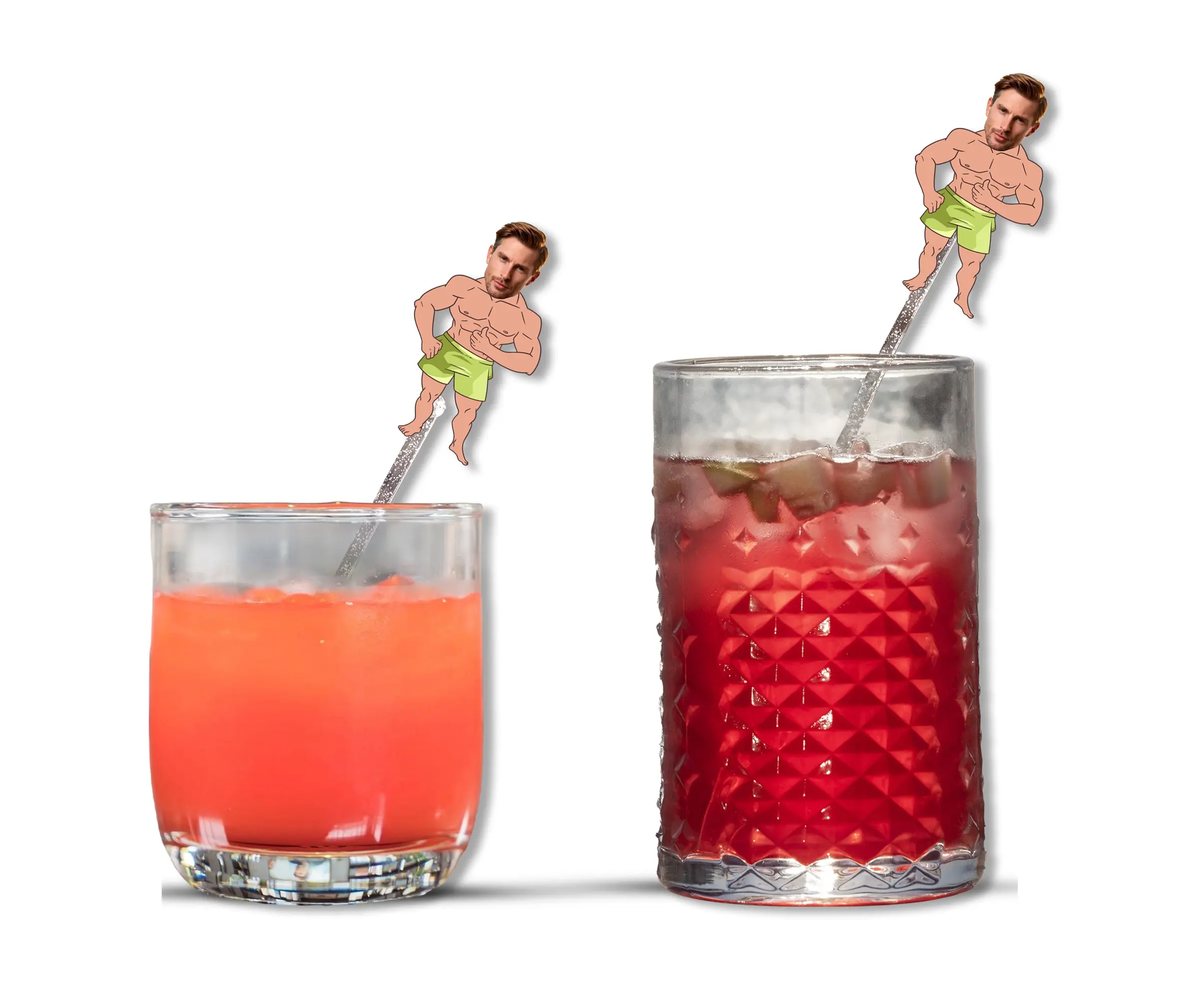 Personalized Bodybuilder Face Swizzle Sticks
