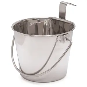 Jeffers Flat-Sided Stainless Steel Pails with Hook & Handle