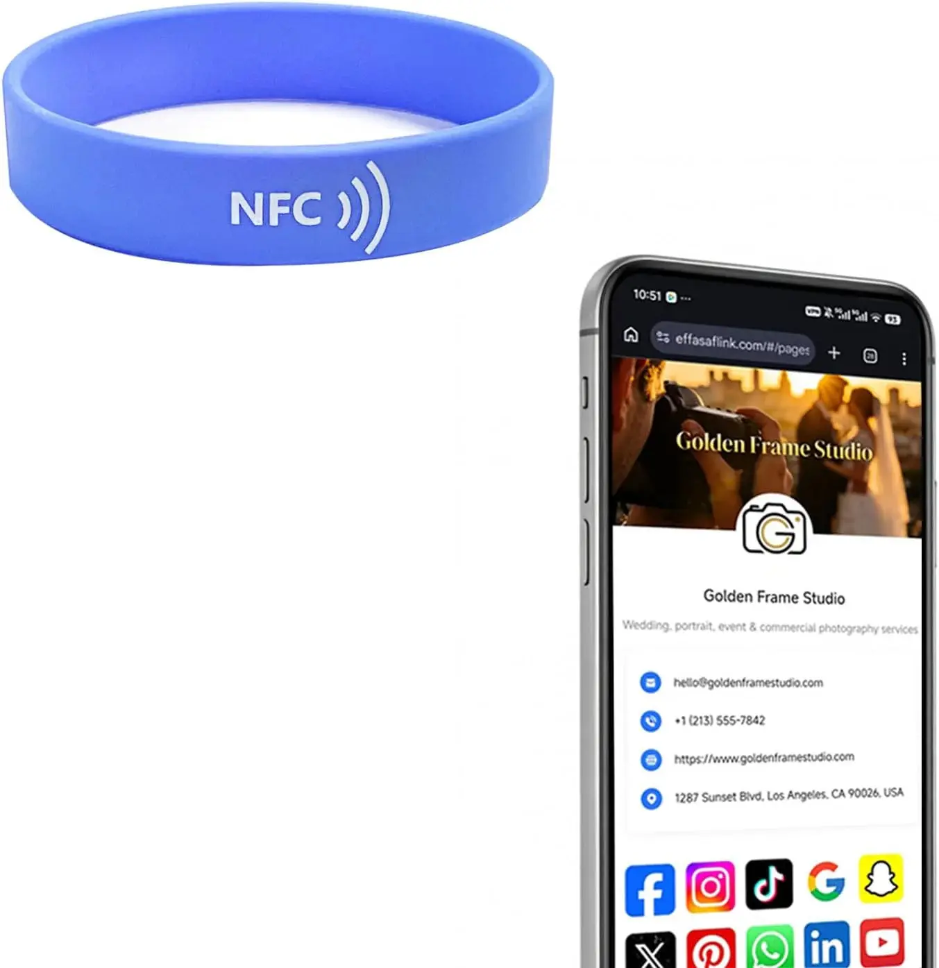 Silicone NFC Smart Wristband - Unisex Adult 1-Size Waterproof Digital Business Card, Office Networking Tool with QR Scan, Profile Share, 1-Time Purchase, No App/Monthly Fee, Built-In Analytics Dashboard for Daily Wear