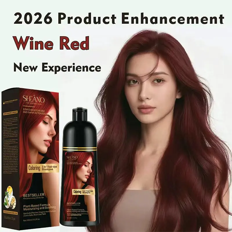 SHEANO Classic Burgundy Red】 3-in-1 Color-Depositing Shampoo, Reveal Stunning Hair Color! Infused with nourishing ginseng extract, it repairs hair while coloring. Trendy Burgundy red shade delivers vibrant color with gentle, hypoallergenic formula