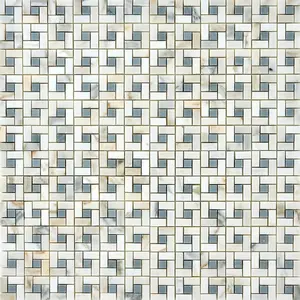 Calacatta Gold & Gray Pinwheel 12x12 Polished/Honed Marble Mosaic Tile Sample
