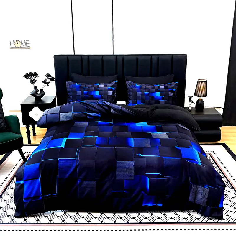 3pcs Soft & Comfortable Polyester Duvet Cover Set with 3D Geometric Cube Design - Includes 1 Duvet Cover and 2 Pillowcases(No Filling), Perfect for Bedroom or Guest Room Decor, Machine Washable Cyber Bedding