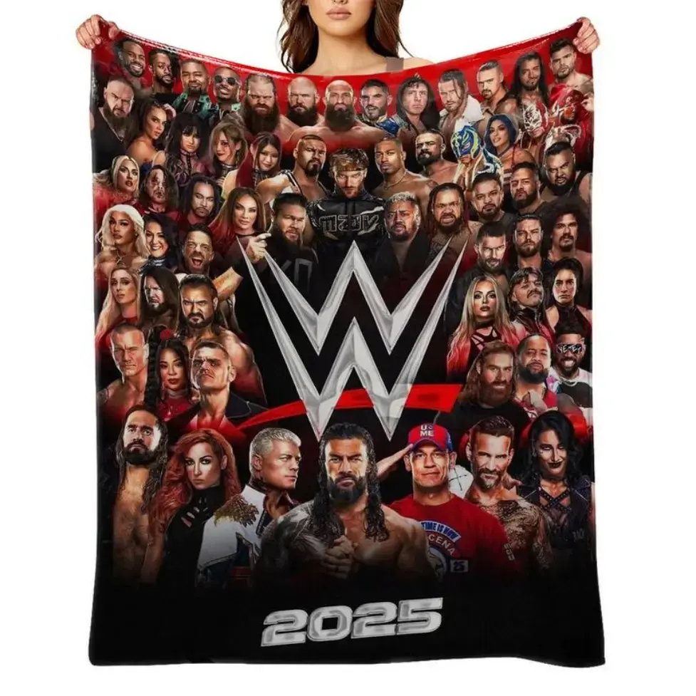 W-WWE Flannel Blanket, Portable Nap Blanket For All Seasons, Warm Multi-Scene Throw, Cozy Home Accessory,Christmas Gift,Fan gift,Gift for man & women,birthday gift