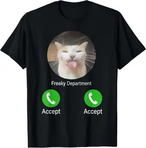 100% CottonFreaky Department Funny Cat Meme Men Women T-Shirt
