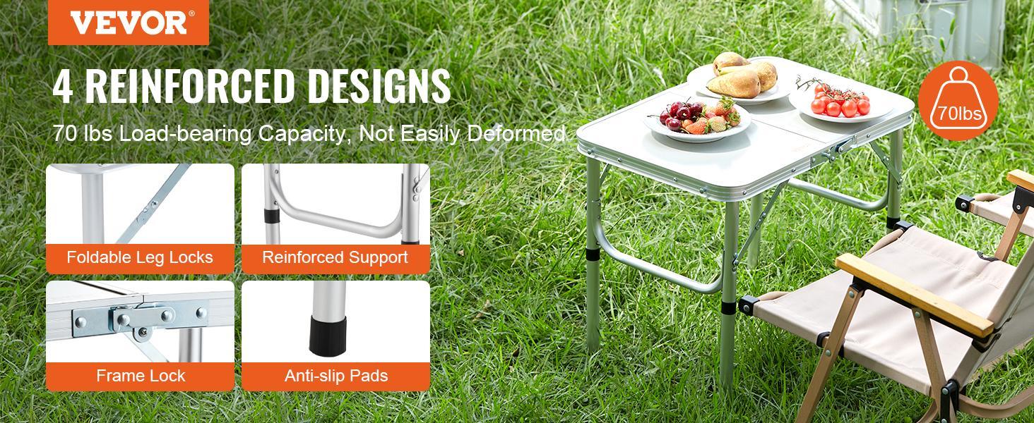 【FathersDayGift】VEVOR Folding Camping Table, Adjustable Height Outdoor Portable Side Tables, Lightweight Fold Up Table, Aluminum & MDF Ultra Compact Work Table, For Cooking, Beach, Picnic, Travel, 24x16 inch, Silver 【FathersDayGift】VEVOR Folding Camping Table, Adjustable Height Outdoor Portable Side Tables, Lightweight Fold Up Table, Aluminum & MDF Ultra Compact Work Table, For Cooking, Beach, Picnic, Travel, 24x16 inch, Silver