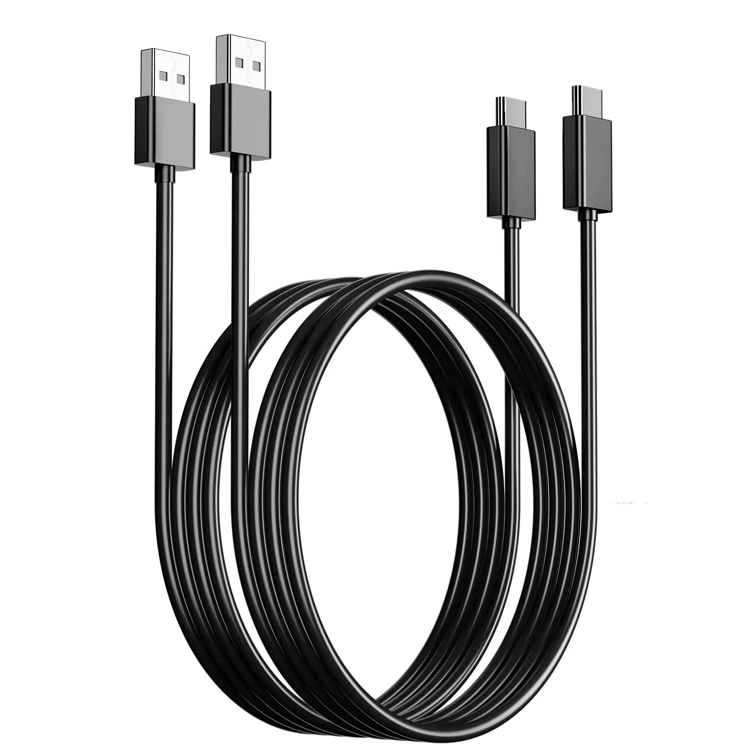 Gamers' 2-Pack 6.6Ft Fast USB-C Charger Cord - Synthetic, Electronic Data Transfer Cable for PS5 DualSense, Xbox Series X/Series S Controllers & Compatible Devices