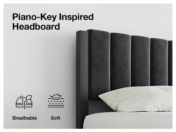 Novilla Bed Frame Upholstered Platform Full/Queen/King Bed Frame with Adjustable Headboard, Strong Weight Capacity, No Box Spring Needed, Easy Assembly, Grey Modern Unique Bedroom Furniture,Holiday Haul Novilla Bed Frame Upholstered Platform Full/Queen/King Bed Frame with Adjustable Headboard, Strong Weight Capacity, No Box Spring Needed, Easy Assembly, Grey Modern Unique Bedroom Furniture,Holiday Haul