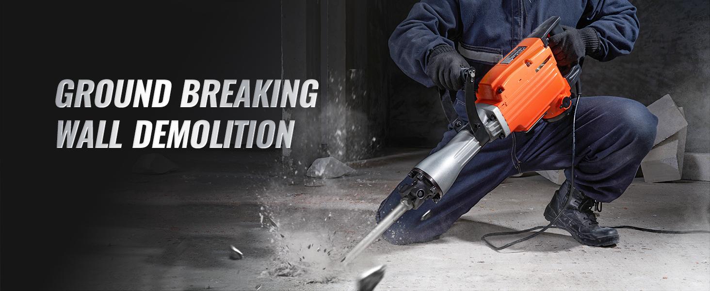 VEVOR Demolition Jack Hammer with 2/4/6 Chisel Bit, TikTokShopBlackFriday, 360°C Swiveling Front Handle, Electric Hammer & Gloves for Concrete Breaking VEVOR Super Brand Day