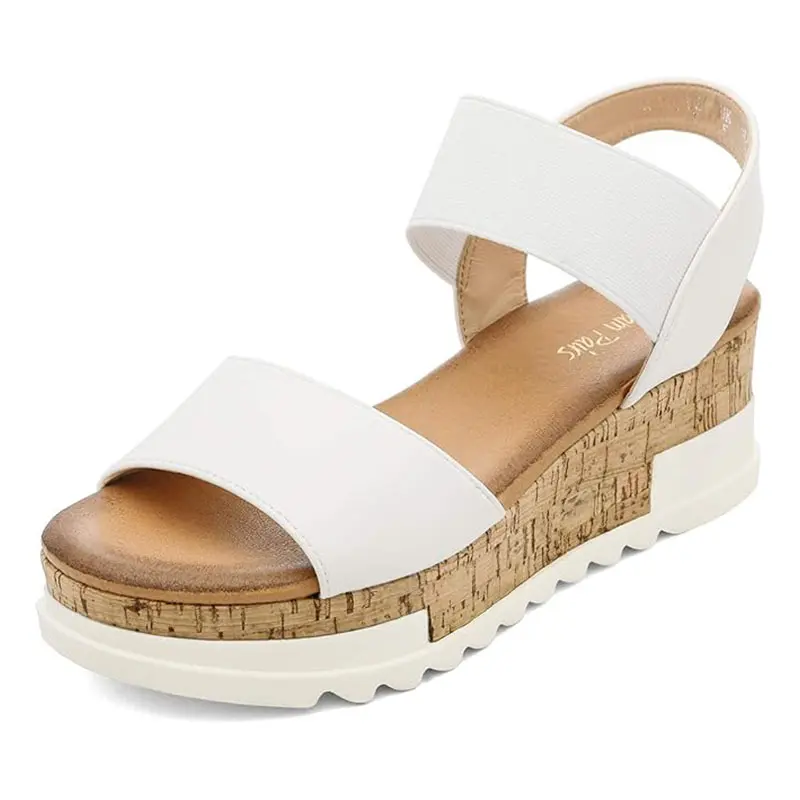 DREAM PAIRS Women's Fashionable Wedge Platform Sandals - Padded Leather, Ankle Strap, Slip-On Casual Heels for Women Walking,shoes for back to school,back to school shoes