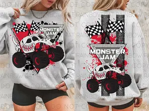 Monster Jam Event Monster Mutt Dalmatian Monster Truck Sweatshirt Youth and Adult 2 Sided Graphic Sweatshirt or T-shirt, Monster Jam shirt, Monster Truck shirt, Off-Road Motorsports Tee, Monster Truck Gift, Youth clothing, summer outfit, Racing Fan Gift