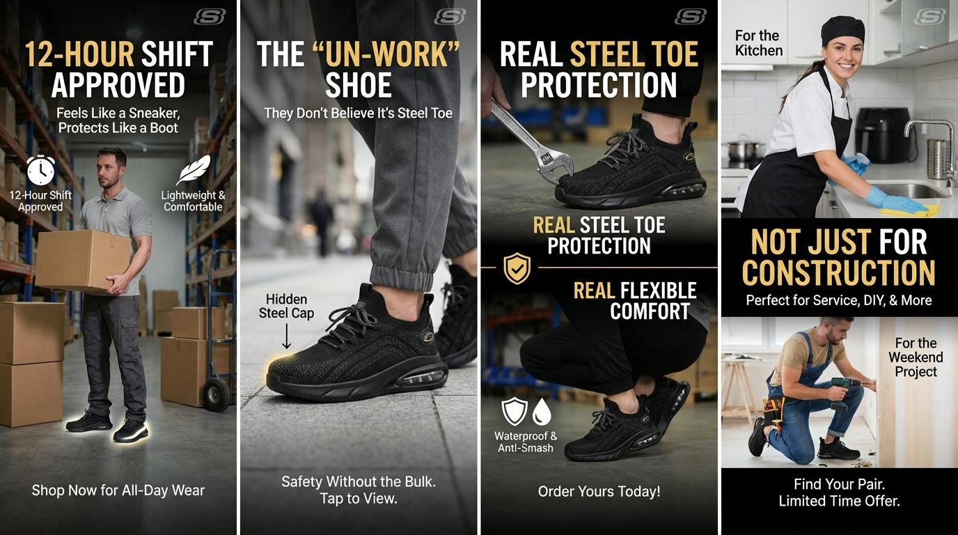 Steel Toe Work Sneakers - Waterproof Anti-Smash Slip-Resistant Breathable Lightweight Reflective Safety Shoes for Construction Woodworking Steel Toe Work Sneakers - Waterproof Anti-Smash Slip-Resistant Breathable Lightweight Reflective Safety Shoes for Construction Woodworking