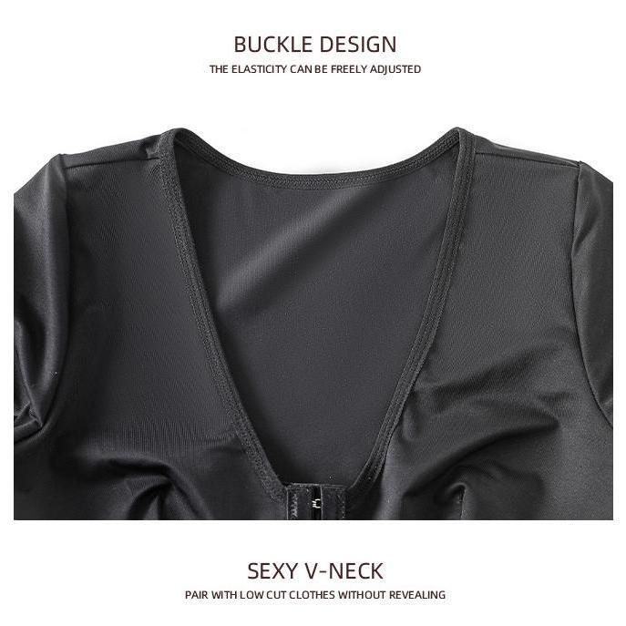 Women's Arm Shaper Bra Tummy Control Post Surgery Arm Lipo Compression Long Sleeves with Lace Arm Front Hook Closure Shapewear Bra