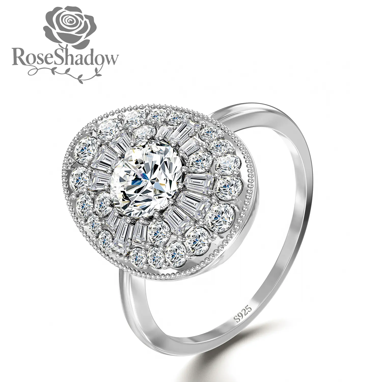 ROSESHADOW 1CT Moissanite Engagement Rings for Women Oval 14K Gold Plated Sterling Silver D Color VVS1 Synthetic Moissanite Wedding Promise Ring for Bride Anniversary Birthday Gifts