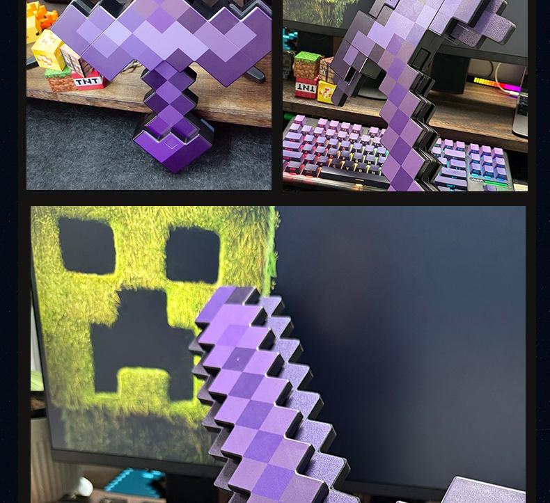 2 in 1 Sword & Pickaxe Transforming Toy with Game-Inspired Light & Sound Effects for Kids Colorful Telescopic Lightsaber