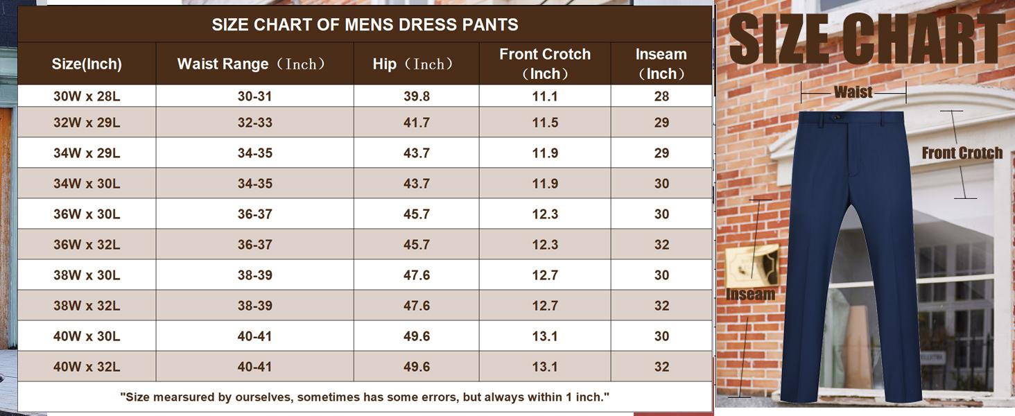 Men's Classic Fit Dress Pants Flat Front Straight Formal Pants Wrinkle Free Expandable Waist Suit Pants Casual Menswear