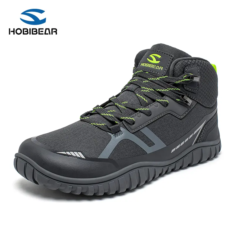 HOBIBEAR Men's Rugged Outdoor Barefoot Hiking Sneakers, High-Top Minimalist Mesh Footwear for Climbing & Trekking, Lightweight & Breathable, Climbing Trekking Shoes, Hiking Athletic Shoes, Rugged Outdoor Men's Hiking Shoes