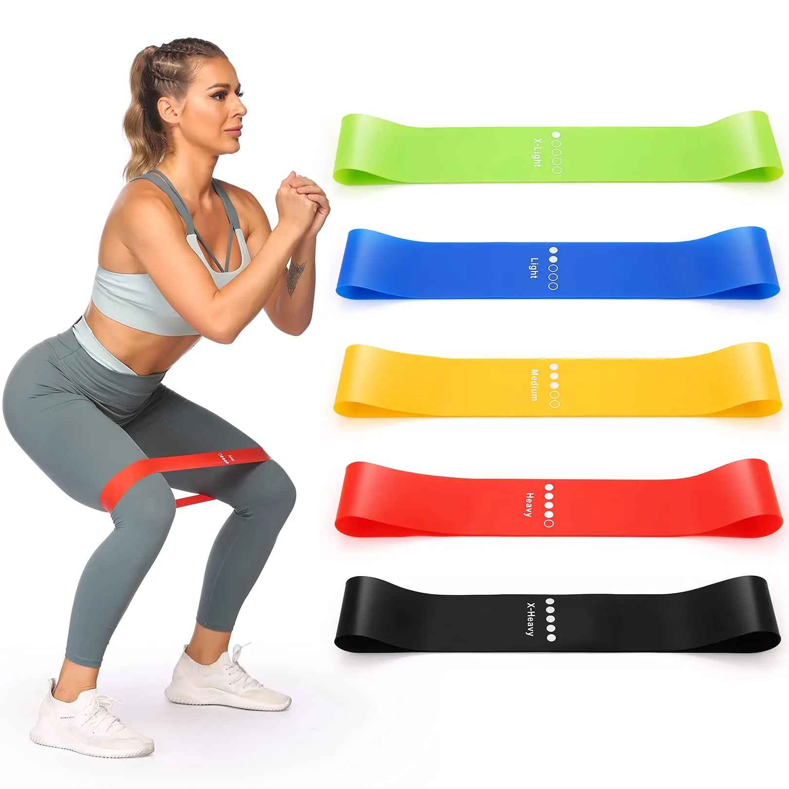 Five suits Resistance Bands, Exercise Bands Set with Instruction Guide & Carry Bag, Strength Workout Bands for Home summervibes