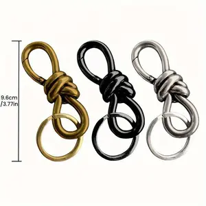 Single Pack Multifunctional Knot-Shaped Keychain Carabiner - Accessory & Keychain Carabiners - Durable Zinc Alloy, Uncharged, Hip-Hop Style Bag & Belt Accessory for Valentine's, Independence, Thanksgiving, Christmas, Father's Day - Black, Golden, Silver