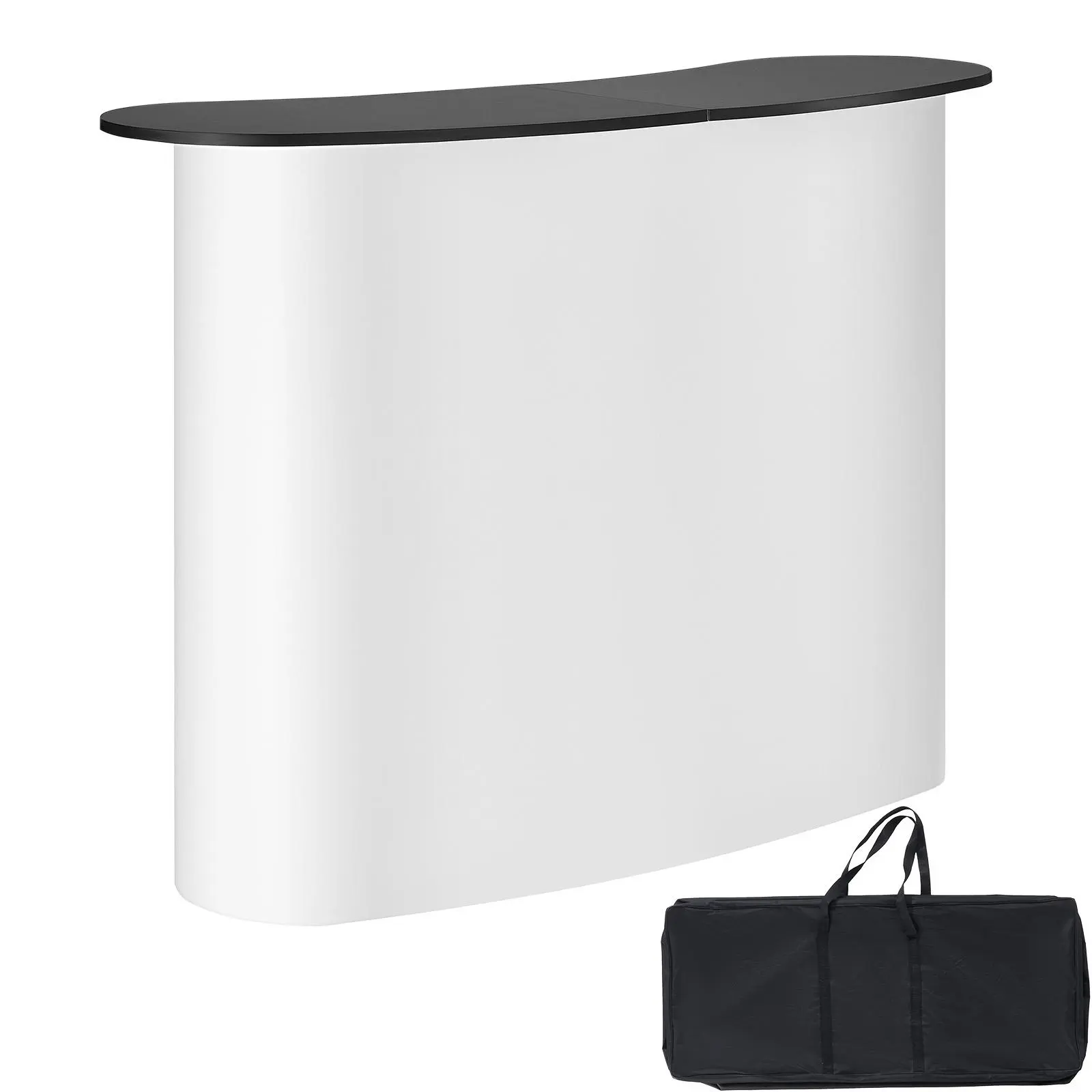 【FathersDayGift】VEVOR Portable Tradeshow Podium Table,  51.18" x 18.31" x 37.4", Display Exhibition Counter Stand Booth Fair with Wall, Foldable Promotion Retail Bar Table Pop Up Podium with Storage Rack, Carrying Bag