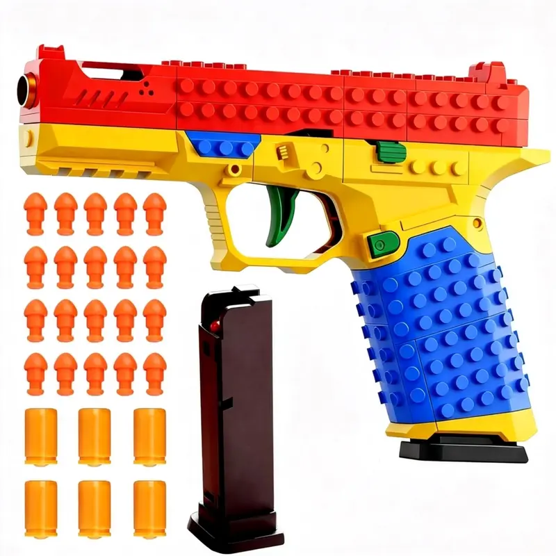 Tactical DIY Building Block Handle Set - Multiplayer Strategy Collaborative Toy Shooting Game for Outdoor Team Activities & Festival Gift Essential