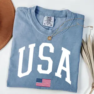 Comfort Colors USA Flag Shirt Womens Patriotic 4th of July Graphic Tee Memorial Day T-Shirt Mens America Shirt Fourth of July Summer Tee