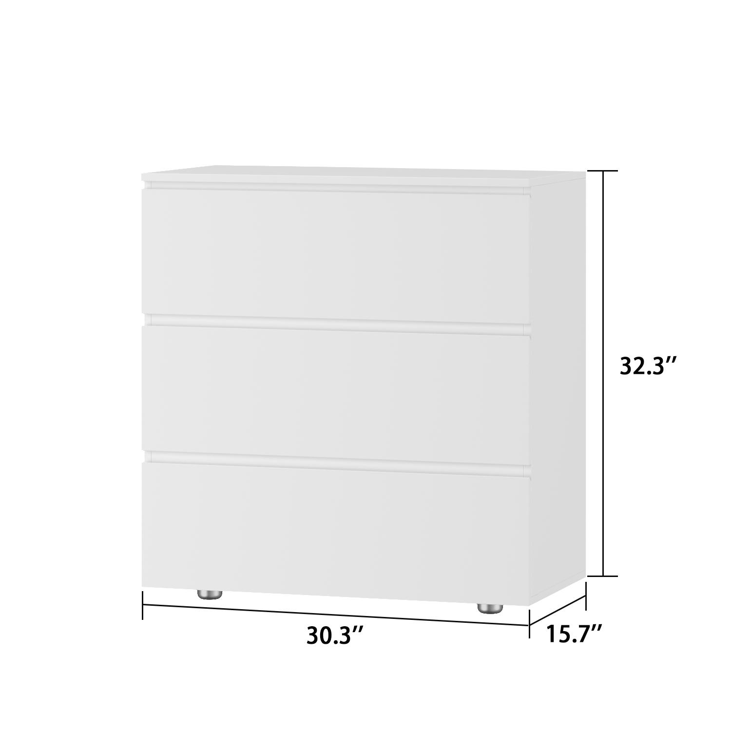 FUFU&GAGA Modern 3-Drawer Dresser Chest, Wooden Dresser Tower with Wide Storage Space, Dresser Closet for Nursery Living Room Bedroom