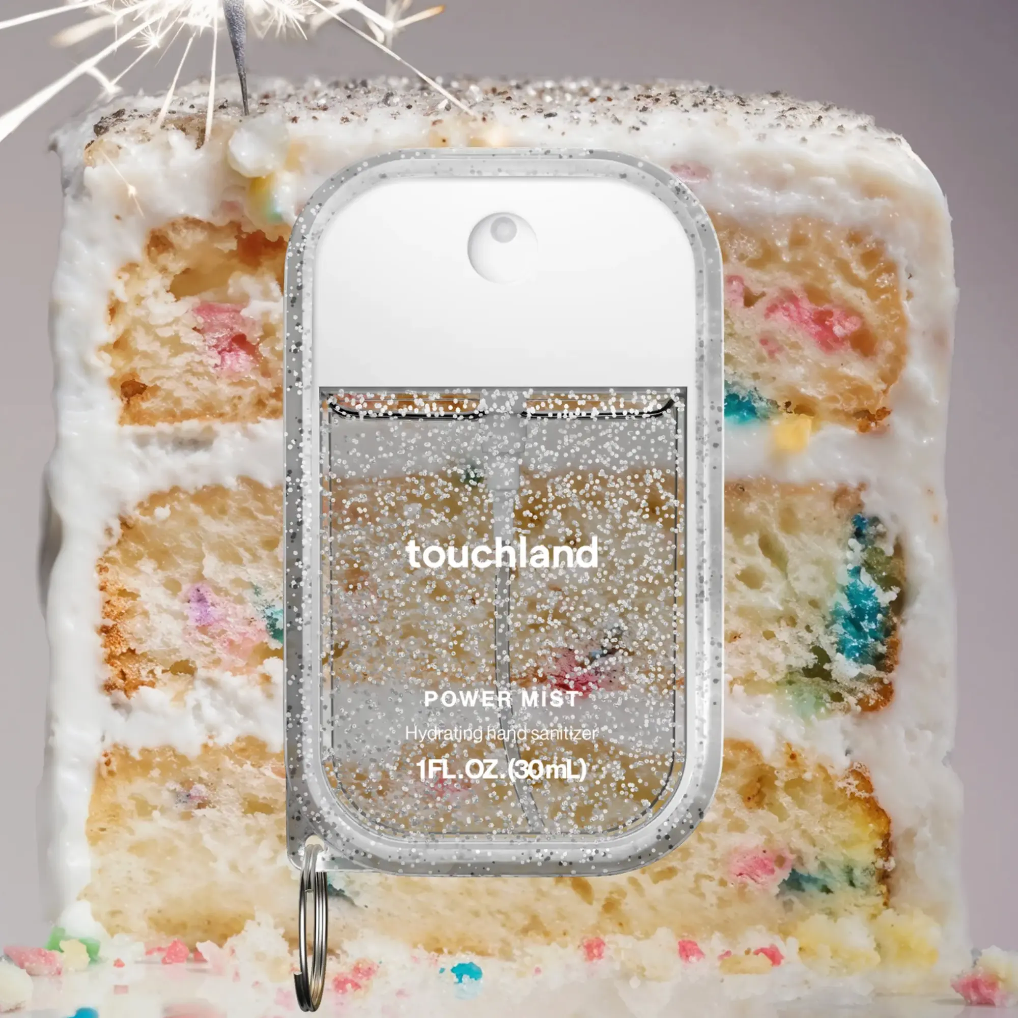 Touchland Confetti Cake Set, Confetti Cake Power Mist Hand Sanitizer & Frosted Sparkle Hand Mist Case