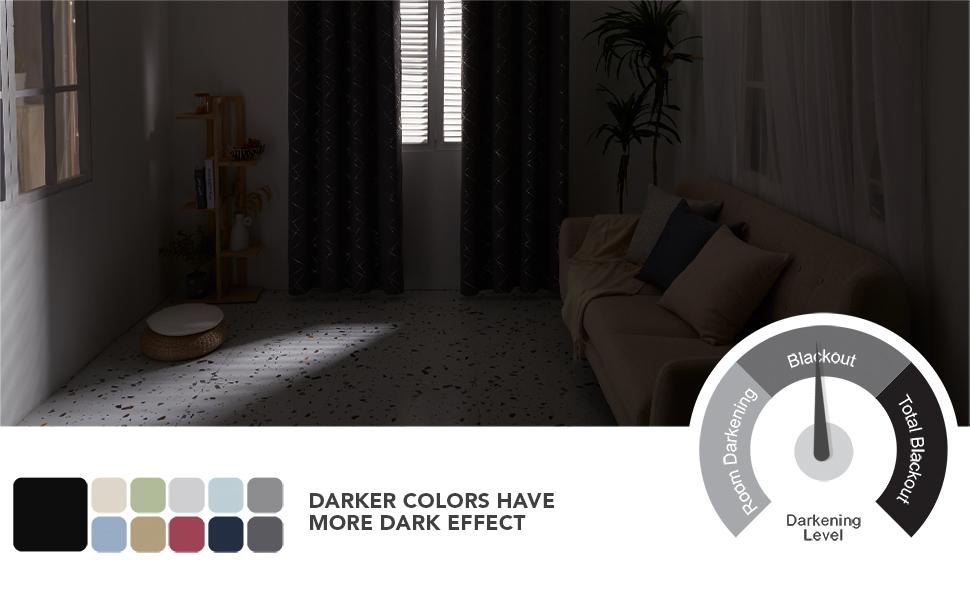 Deconovo Blackout Curtains Silver Parallel Slash Thermal Insulated Noise Reducing Privacy Drapes for Bedroom & Living Room Black Patterned Grommet Top
