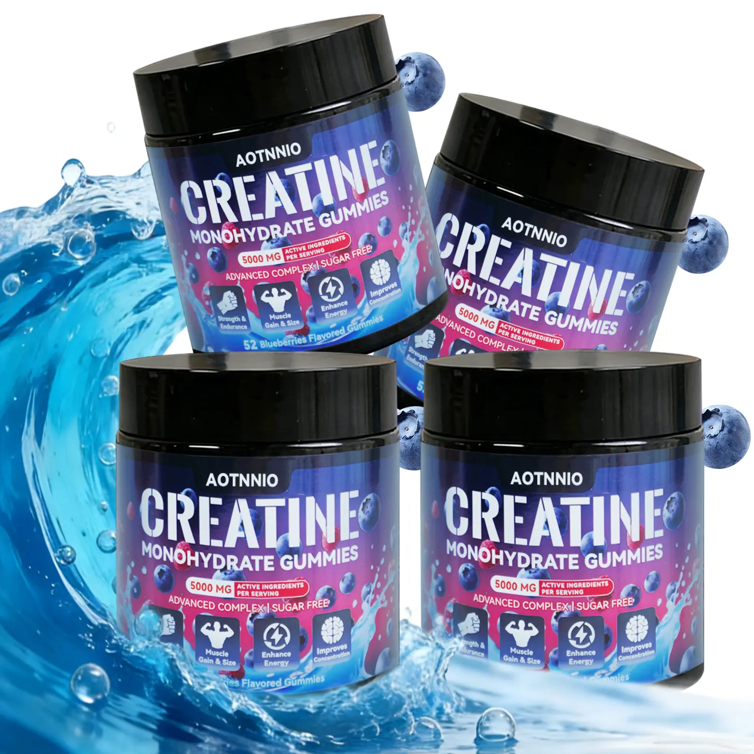 Creatine Monohydrate & Carnitine Blend Gummies 5000MG, Gluten-Free Daily Wellness Supplement