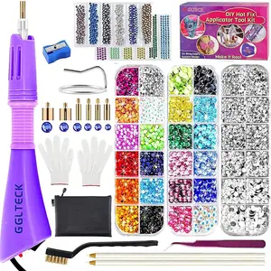 Hotfix Applicator & Bedazzler Kit | 5784 Rhinestones with 7 Applicator Tips, 6 Templates, Gloves, Tweezers & Brush for DIY Crafts