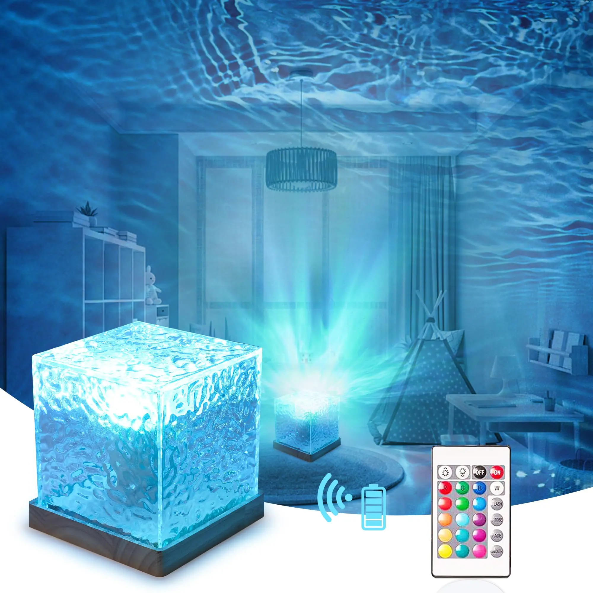 Aurora Borealis Lamp, 16-Color Cube Lamp & App Remote, aurora borealis lamp shower，3D Holographic Water Ripple Romantic Ambient Lighting, Mother's Day gifts