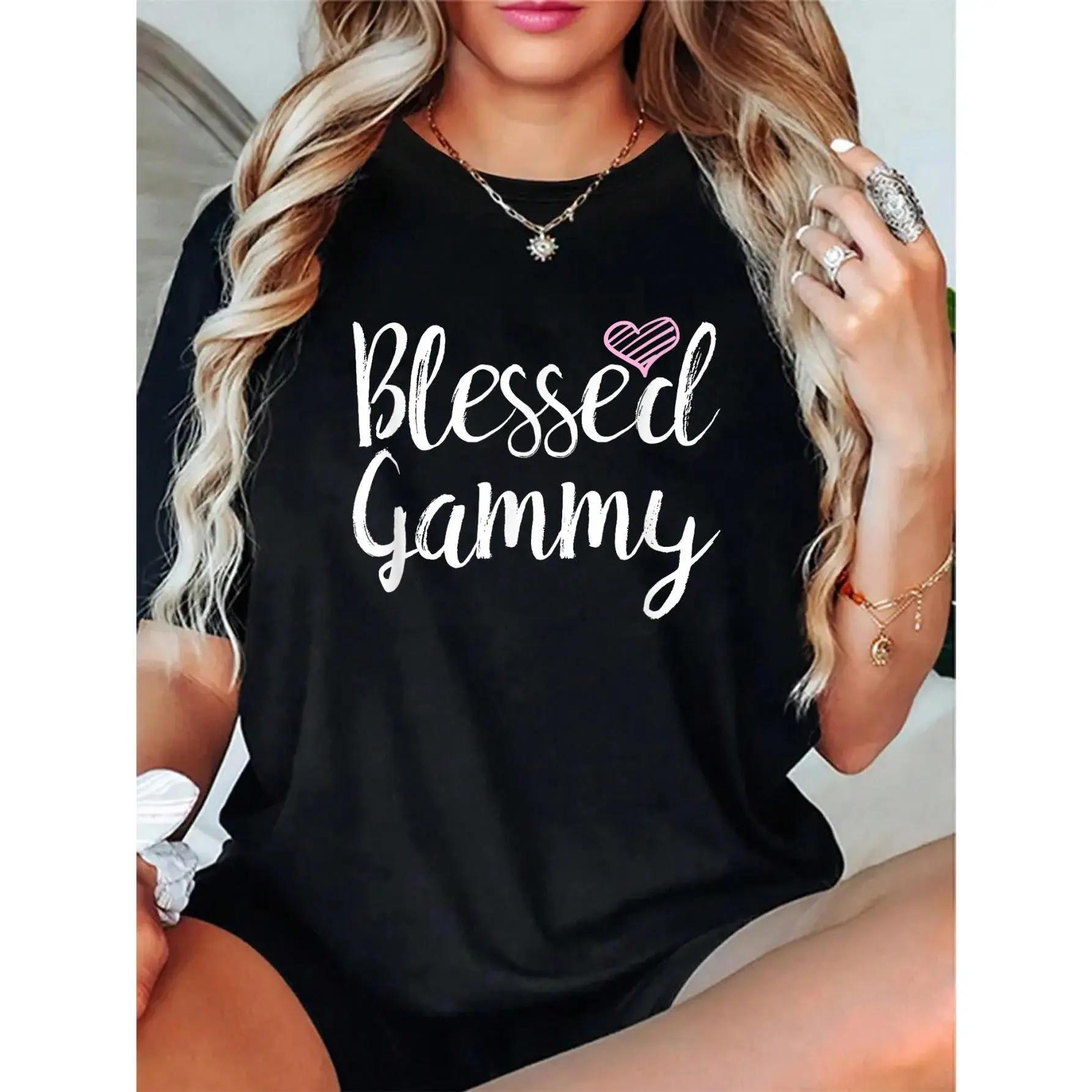 100% Cotton Unisex Blessed Gammy T-Shirt - Grandma Gifts T-Shirt Casual Fashion Top